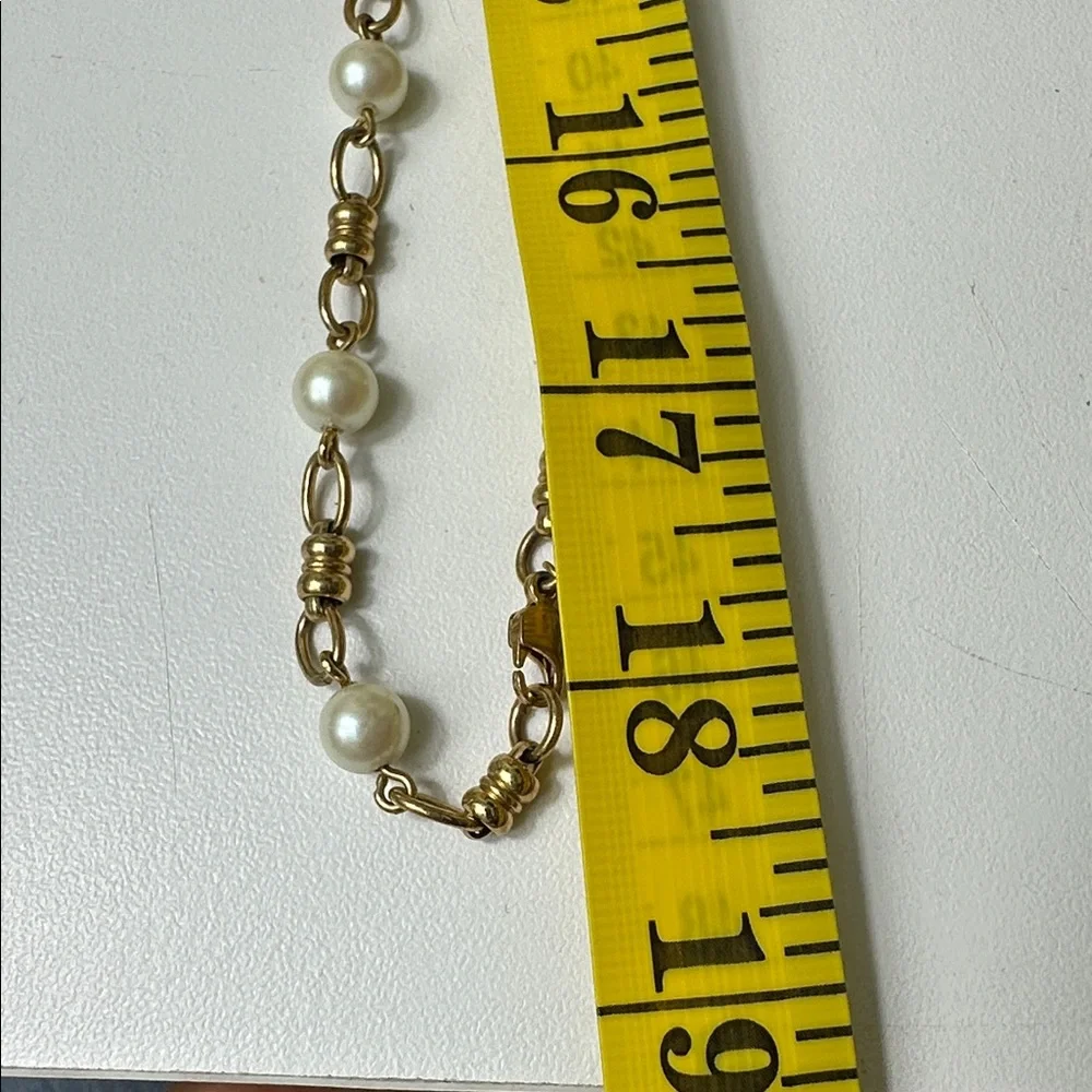 J.Crew Gold Pearl Station Long Necklace - Elegant Pearl Chain - Picture 5 of 5